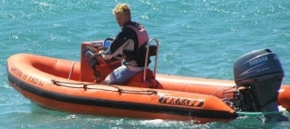 Out on the crystaline waters in the dingy